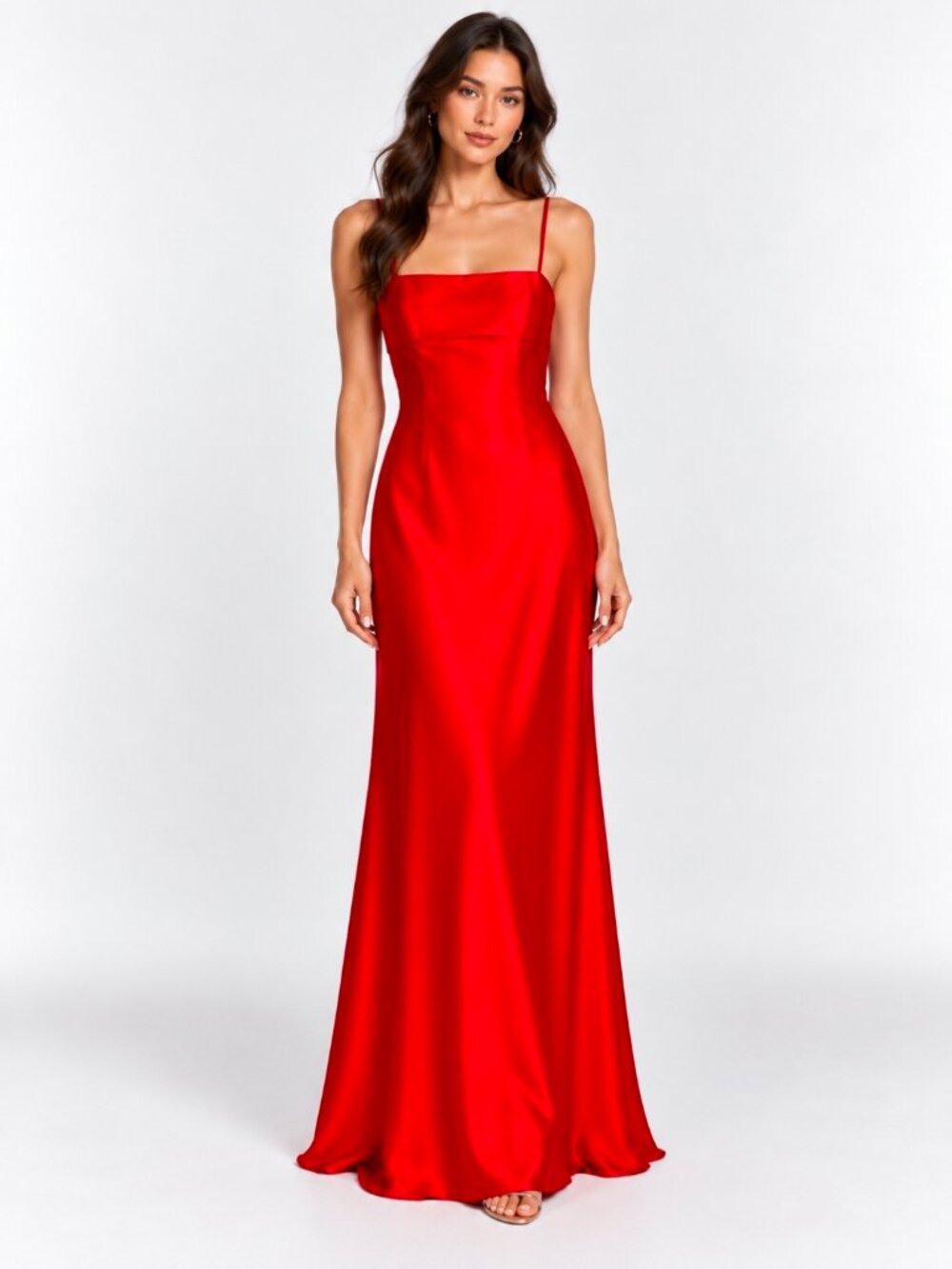 A.B.S. Evening Allen Schwartz Scarlett Red Satin Floor Length Gown Size 12
